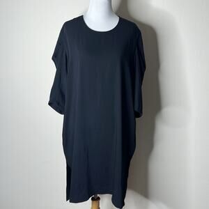 MM6 Maison Margiela Black Pucker 3/4 Sleeve Midi Dress